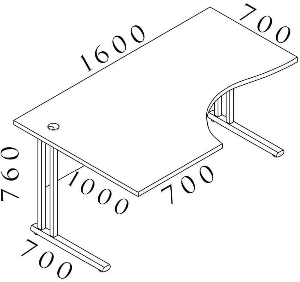 Masa coltar Visio LUX 160 x 100 cm, stanga, stejar