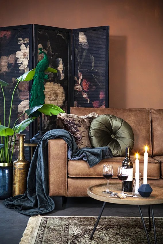 Masuta de cafea rotunda din metal Drax 60x60x35 cm maro deschis