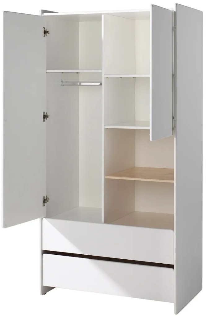 Set Mobilier Kiddy pentru Camera Bebelusului – Pătuț 60x120 cm, Comodă, Masă de Înfășat și Dulap 2 Uși – Alb – Vipack