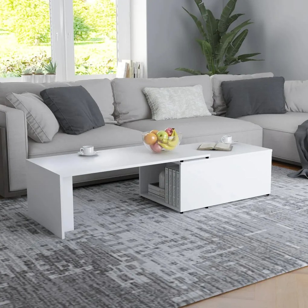 801337 vidaXL Măsuță de cafea, alb, 150 x 50 x 35 cm, PAL