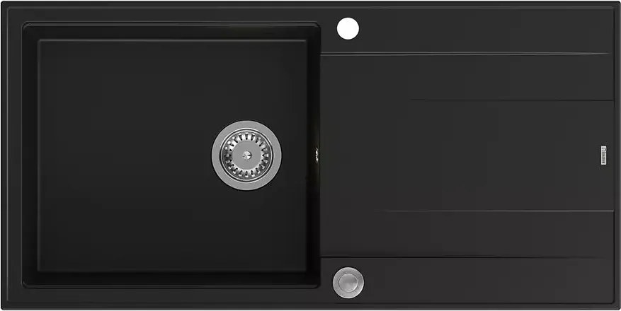 Chiuveta compozit incastrata Quadron Unique Evan 146 XL negru carbon - inox 100x50 cm