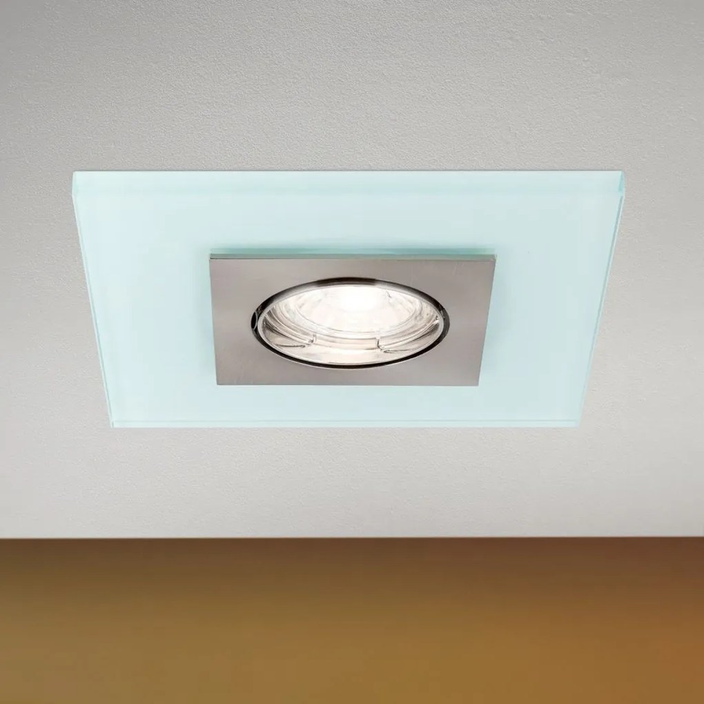 Spot incastrabil tavan directionabil cu sticla decorativa CLASA crom satin/alb