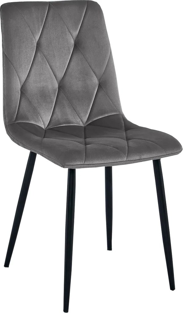 REDUCERE Scaun de dining din catifea gri inchis LIBRA cu picioare negre II. calitate