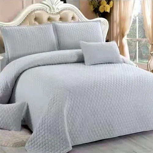 Cuvertură bumbac cu in, gri deschis, 5 piese, 220x240 cm, CBI07