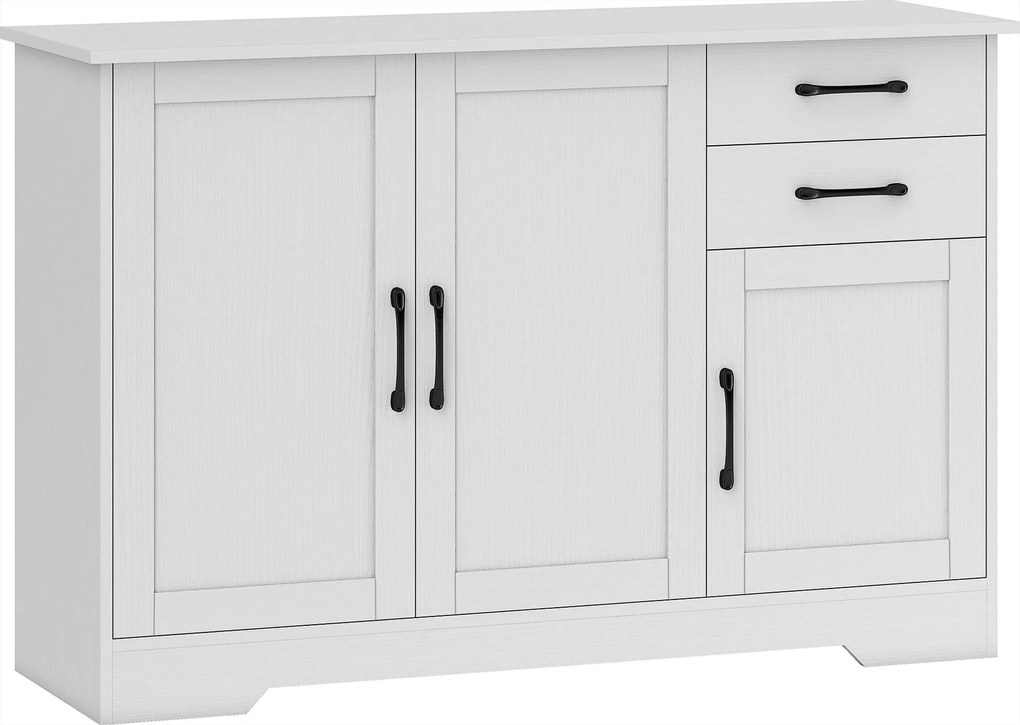 HOMCOM Bufet, mobilier de depozitare cu 3 uși, 2 sertare și raft reglabil, 120 x 38 x 79 cm, alb | Aosom Romania