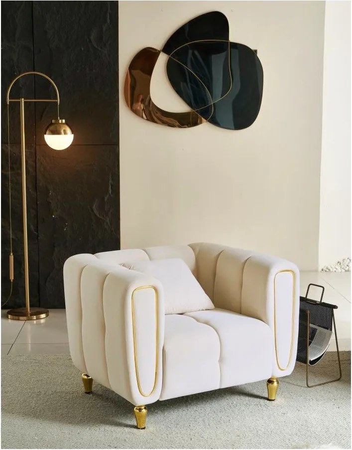 Fotoliu crem cu tapițerie din catifea Alma – Mauro Ferretti