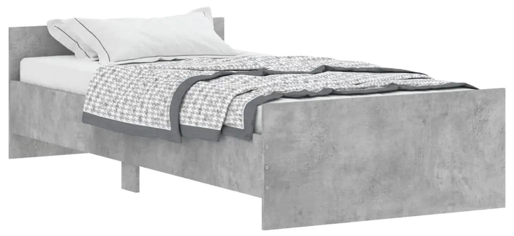 835942 vidaXL Cadru de pat, gri beton, 90x190 cm, lemn prelucrat