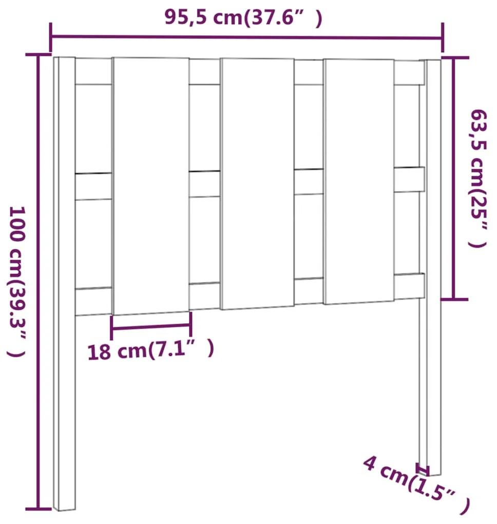 Tablie de pat, gri, 95,5x4x100 cm, lemn masiv de pin 1, Gri, 95.5 x 4 x 100 cm