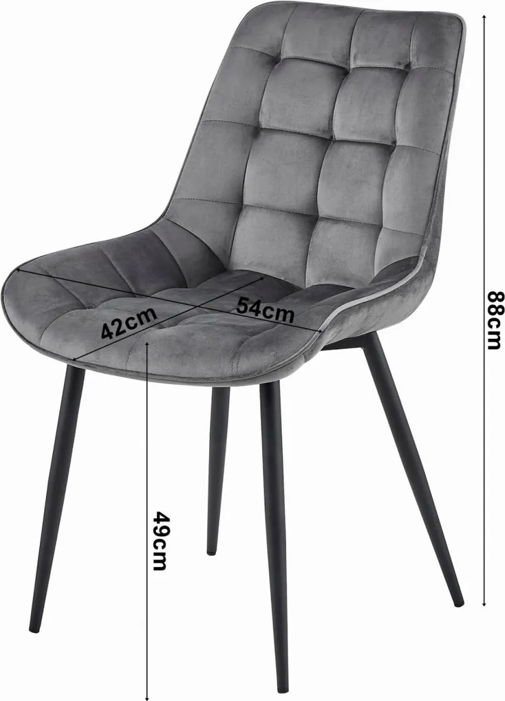 Scaun din catifea BERA gri deschis cu picioare negre