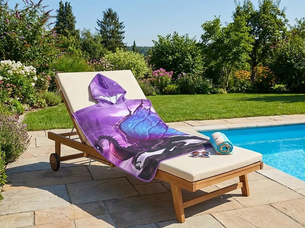 Poncho pentru copii DRAK mov Dimensiune: 60 x 120 cm