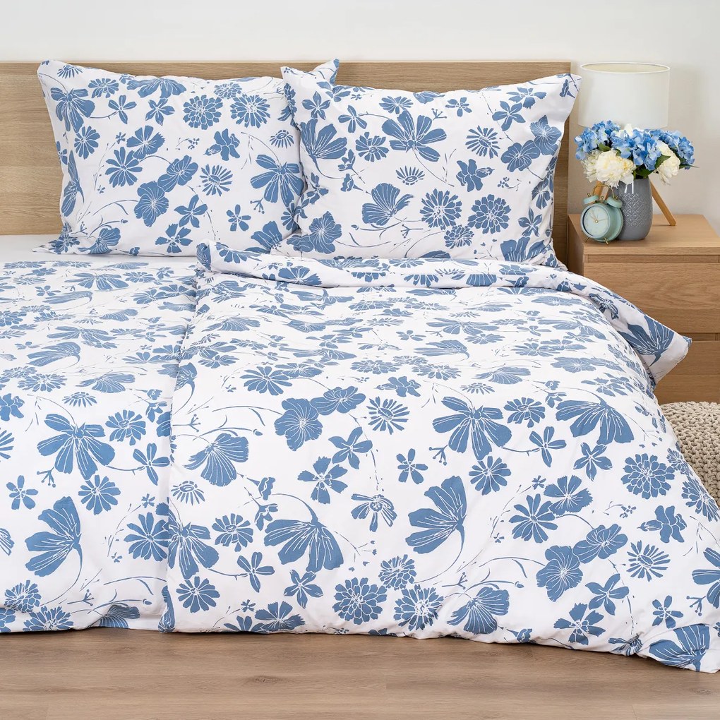 Lenjerie de pat din bumbac 4Home Blue Meadow, 140 x 220 cm, 70 x 90 cm