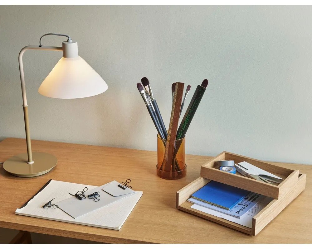 Veioză albă cu abajur din sticlă (înălțime 44 cm) Spot – Hübsch