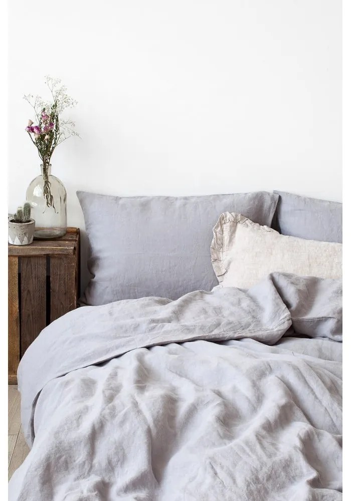 Față de pernă din in Linen Tales, 70 x 90 cm, gri deschis