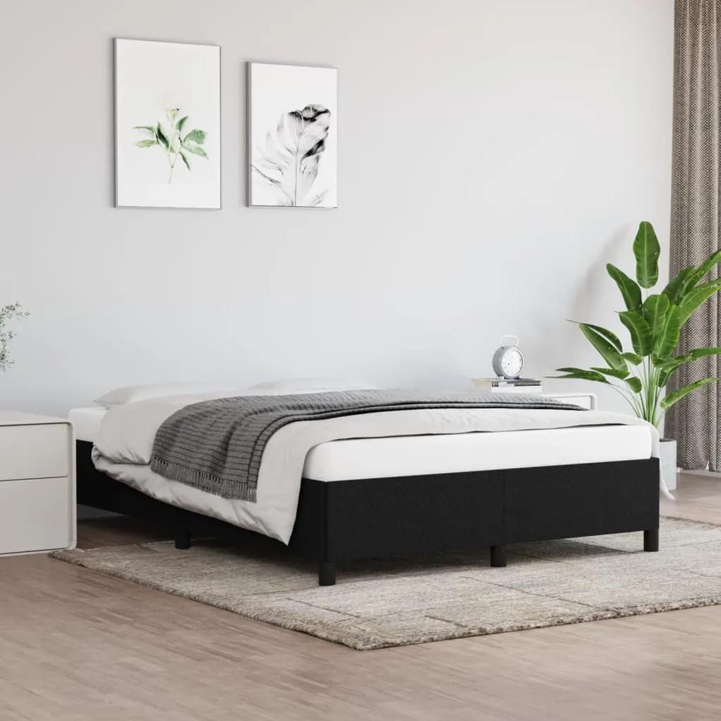 Cadru de pat, negru, 140x190 cm, material textil Negru, 35 cm, 140 x 190 cm