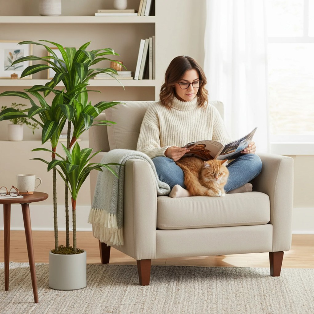 HOMCOM Arbore artificial Dracaena 120 cm cu ramuri flexibile - Verde | Aosom Romania