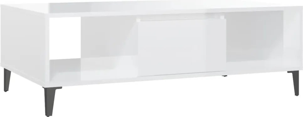 vidaXL Măsuță de cafea, alb extralucios, 103,5x60x35cm, lemn prelucrat