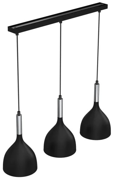 Lustră pe cablu NOAK 3xE27/60W/230V neagră/crom lucios