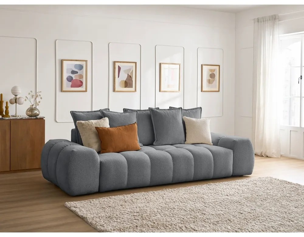 Canapea gri închis cu tapițerie din chenille 278 cm Everest – Bobochic Paris