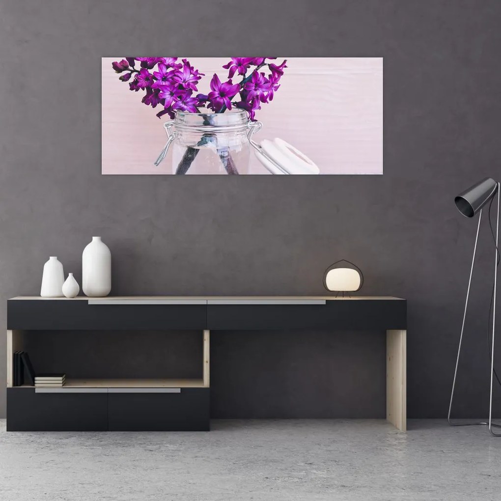 Tablou cu flori violete (120x50 cm)
