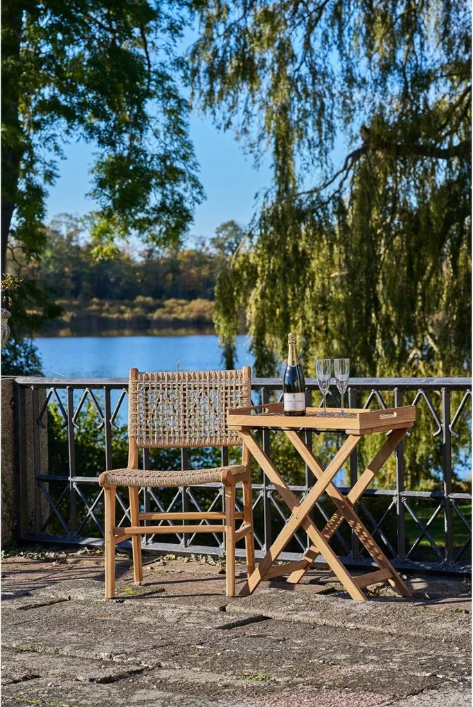 Scaun de dining Derby, tec/polyrattan, natural