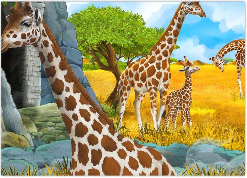 Tablou - Familia girafelor (70x50 cm)