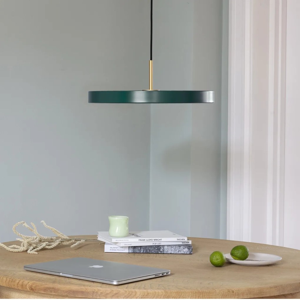 Lustra LED design scandinav Asteria mini - forest green/ auriu