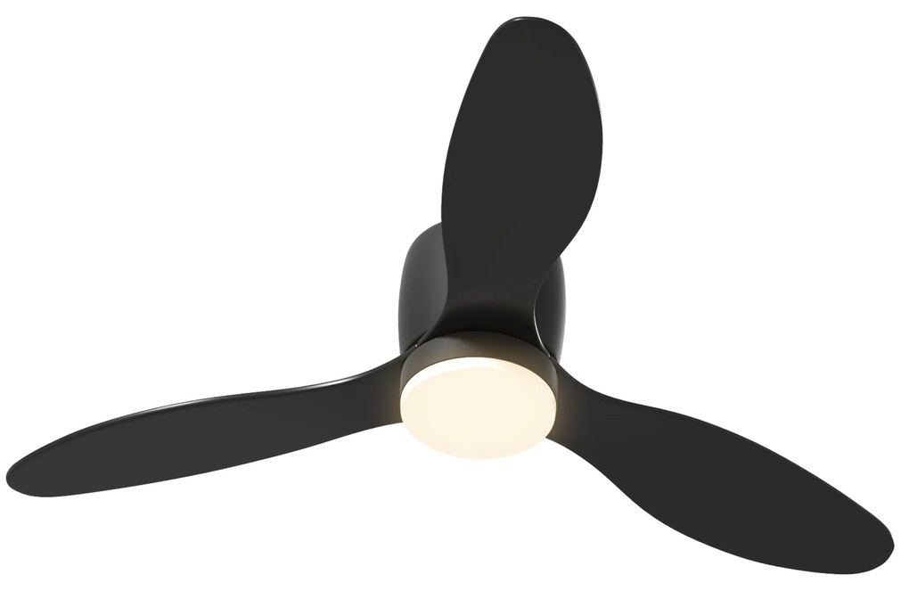 HOMCOM Ventilator de tavan cu lumină și telecomandă, 3 culori de lumină, 6 viteze, Luminozitate reglabilă, Negru | Aosom Romania