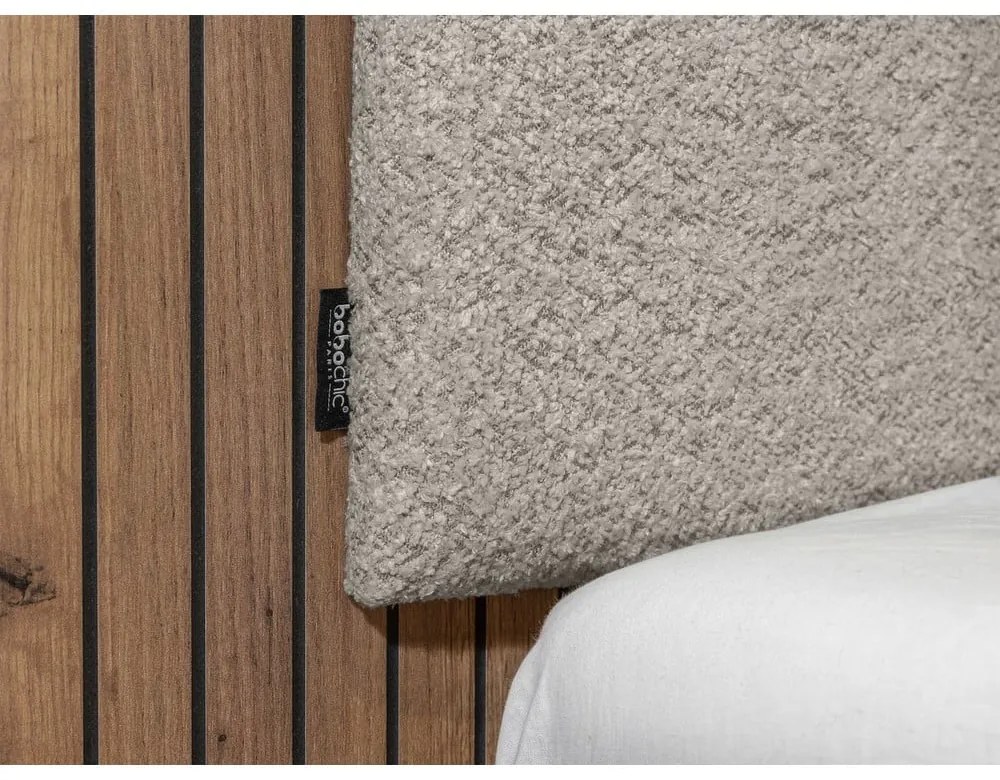 Pat matrimonial gri deschis cu somieră 160x200 cm Lior – Bobochic Paris