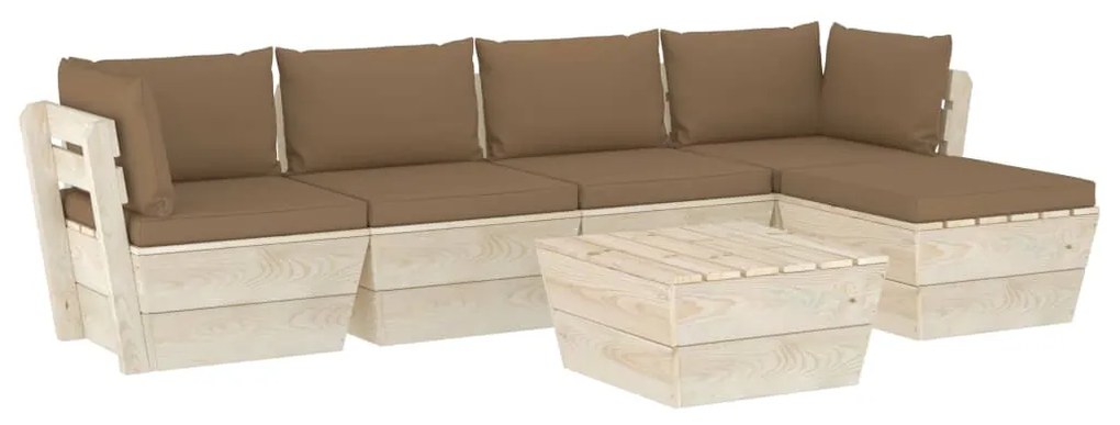 3063512 vidaXL Set mobilier grădină din paleți cu perne, 6 piese, lemn molid