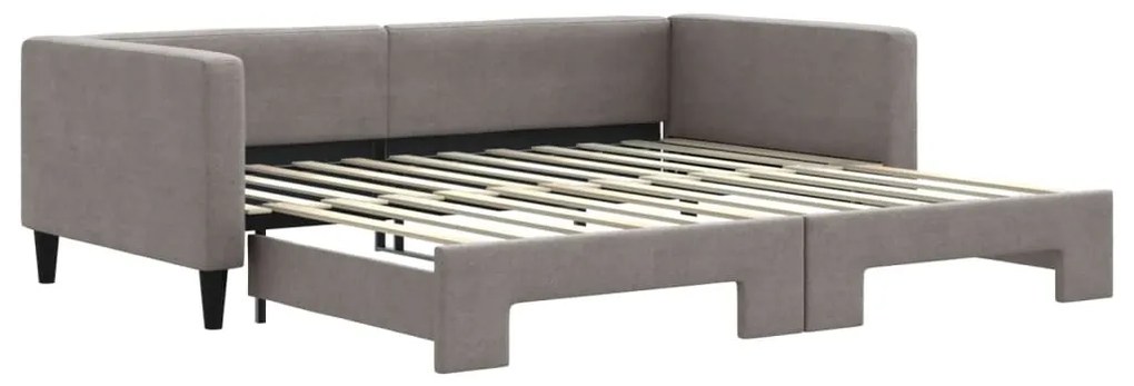 3196586 vidaXL Pat de zi cu extensie, gri taupe, 100x200 cm, textil