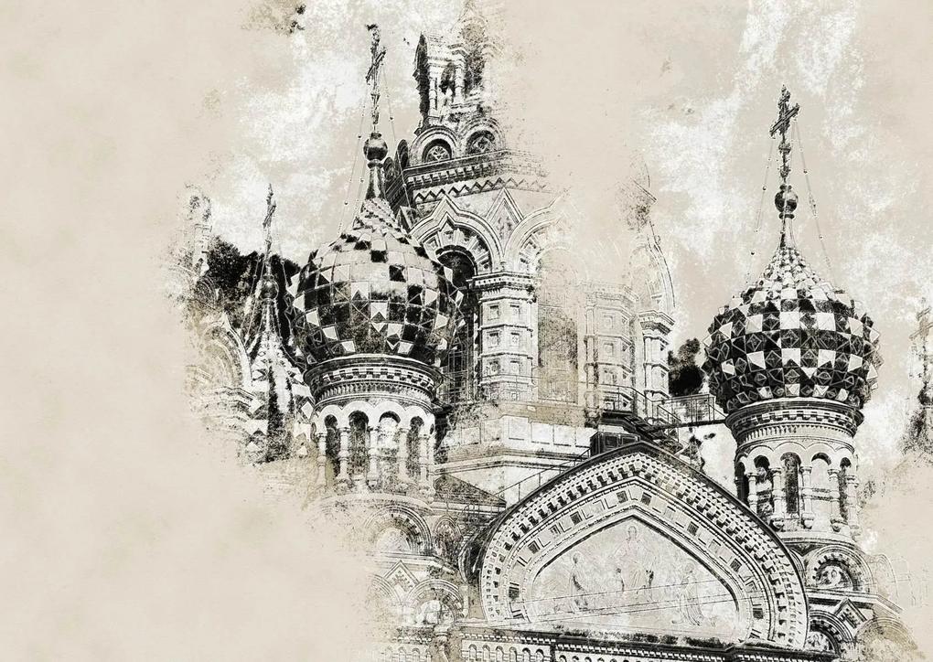 Fototapet. Stilizare Imagine cu Biserica Mantuitorului din Sankt Petersburg, Rusia,  Art.060054
