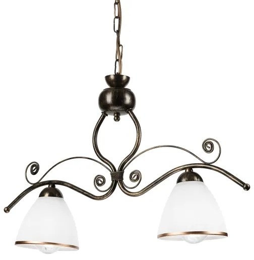 Lustră pe lanț RETRO 2xE27/60W/230V bronz/patină