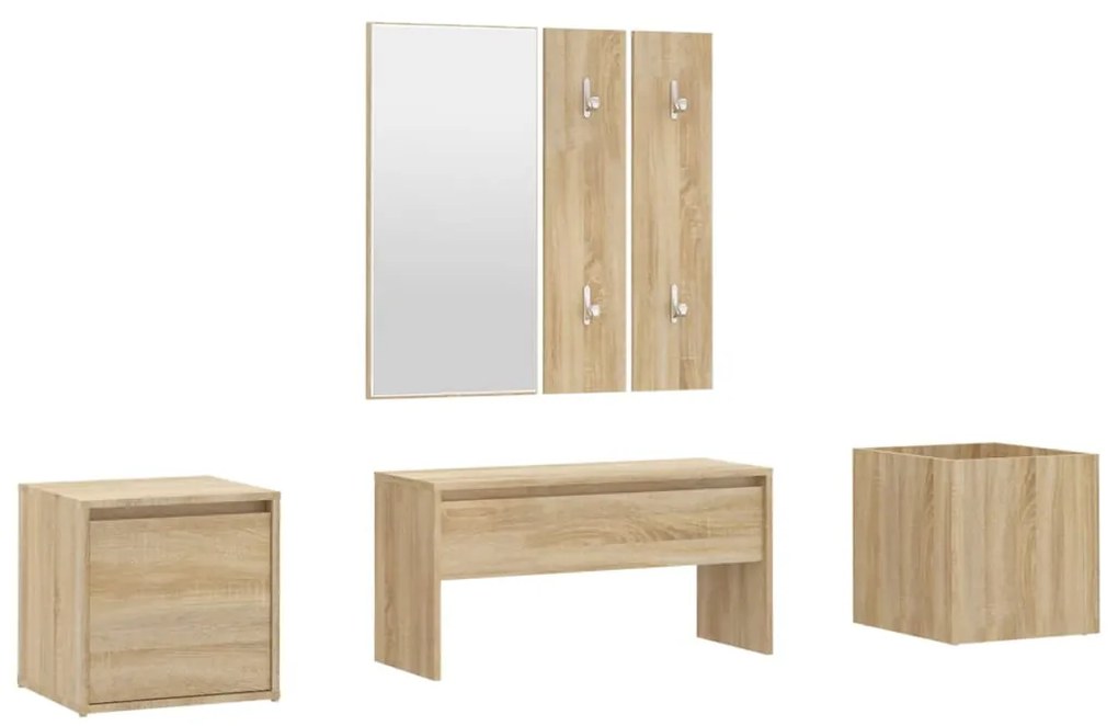3082065 vidaXL Set de mobilier pentru hol, stejar sonoma, lemn prelucrat
