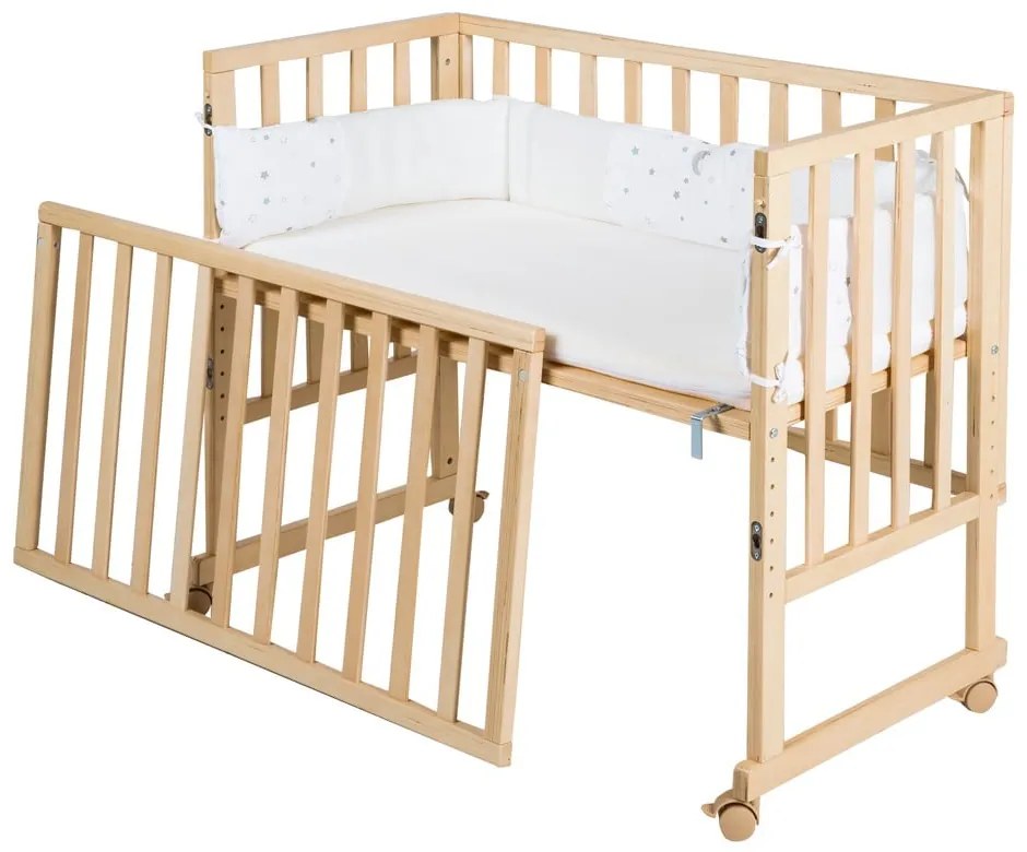 Pătuț în culoare naturală cu roți 90x45 cm Star Magic – Roba