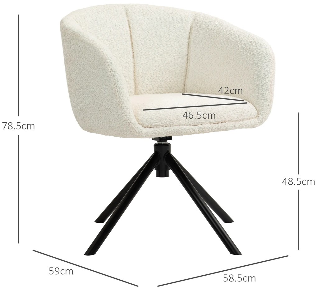 HOMCOM Fotoliu, Scaun tapitat cu coajă confortabilă, rotativ, imbrăcat moale, până la 120 kg, Crem | Aosom Romania