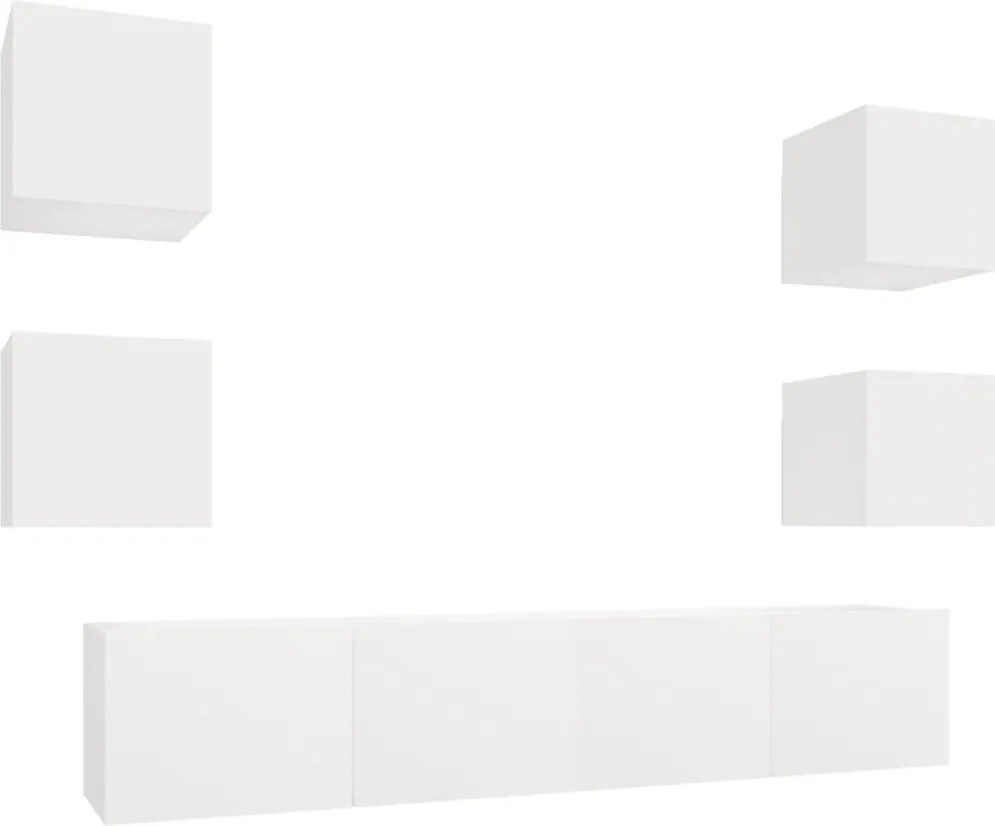 vidaXL Set dulap TV, 6 piese, alb, lemn prelucrat