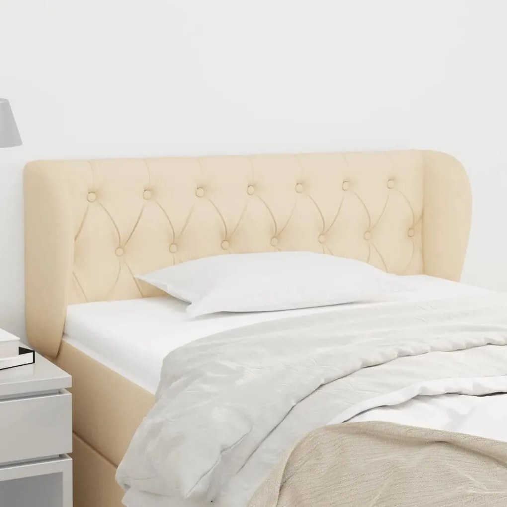 vidaXL Tăblie de pat cu aripioare crem 103x23x78/88 cm textil