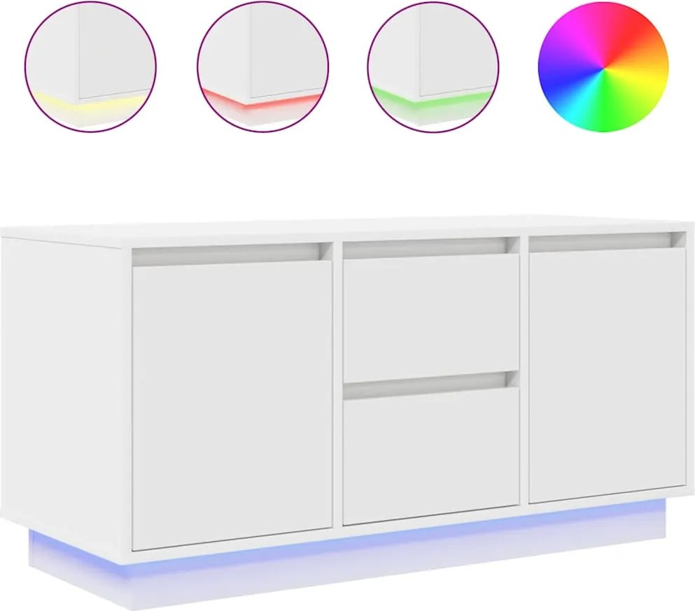 vidaXL Dulap TV cu lumini LED alb 100x41x50 cm