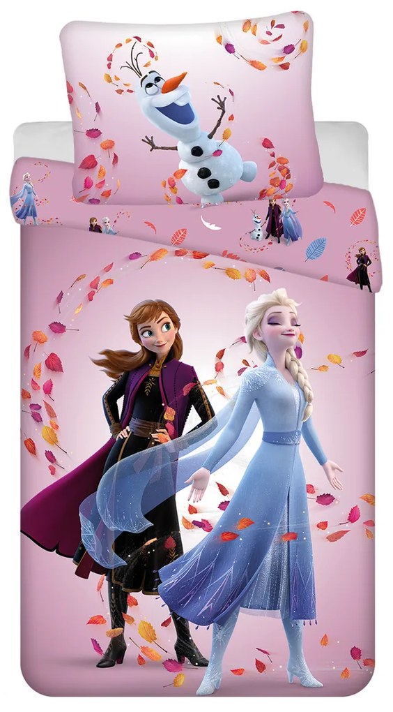 Lenjerie de pat din bumbac Jerry Fabrics Frozen"Magical time", 140 x 200 cm, 60 x 80 cm, 140 x 200 cm, 60 x 80 cm