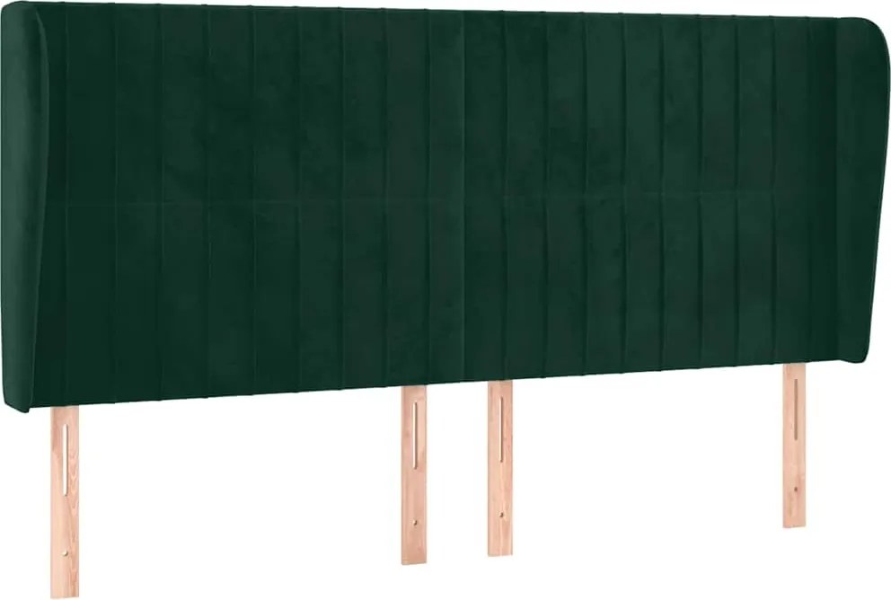 vidaXL Tăblie pat cu aripioare verde închis 203x23x118/128cm catifea