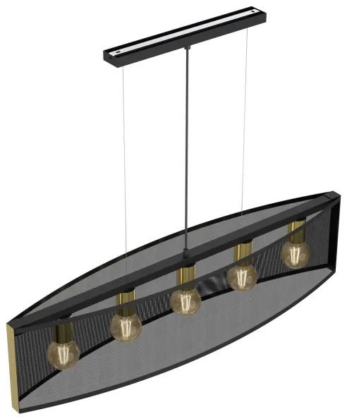 Lustră pe cablu KAGA 5xE27/60W/230V neagră/aurie
