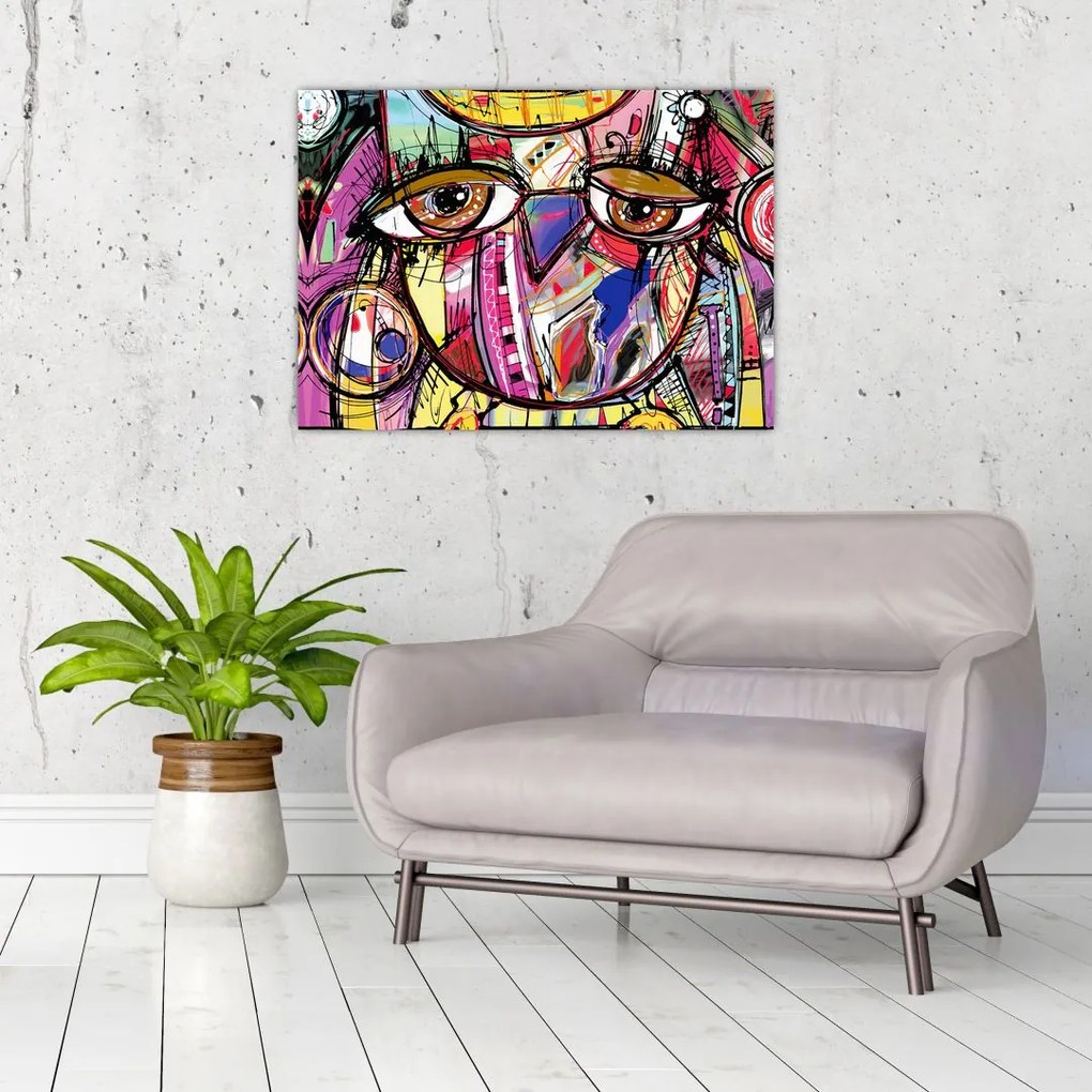 Tablou pe sticlă - Artă stradală - bufniță (70x50 cm)