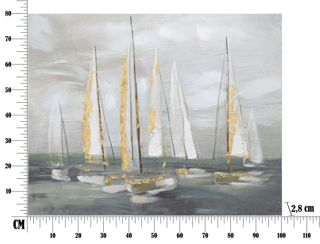 Mauro Ferretti Pictura Pe Pânză Barcă Aurie cm 100X2,8X80 | Aosom Romania