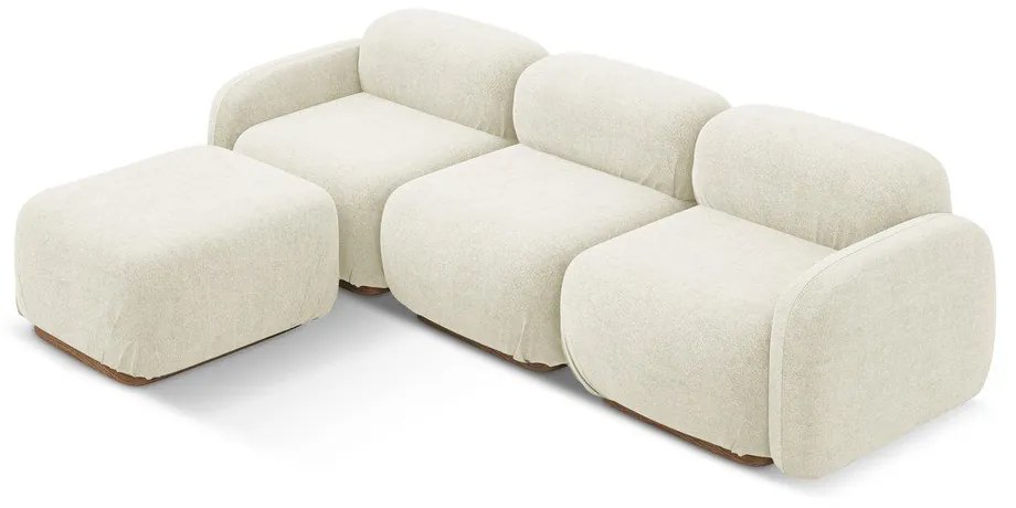 Colțar modular crem cu tapițerie din țesătură bouclé Ailani – Makamii