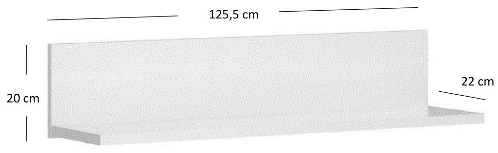 Poliță 130 cm Ethan (alb). 1052911