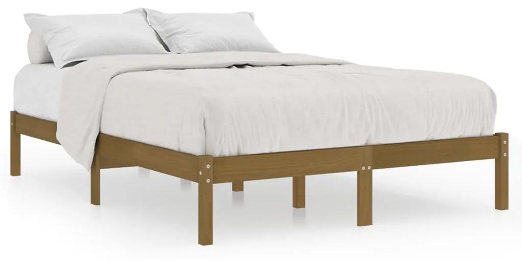 810040 vidaXL Cadru de pat, maro miere, 200x200 cm, lemn masiv de pin