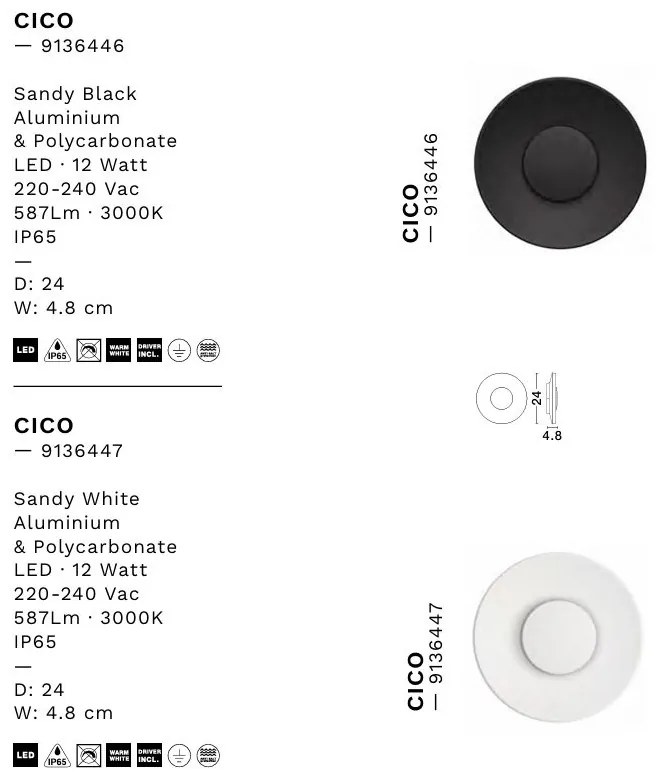 Aplica LED ambientala exterior IP65 Cico alb