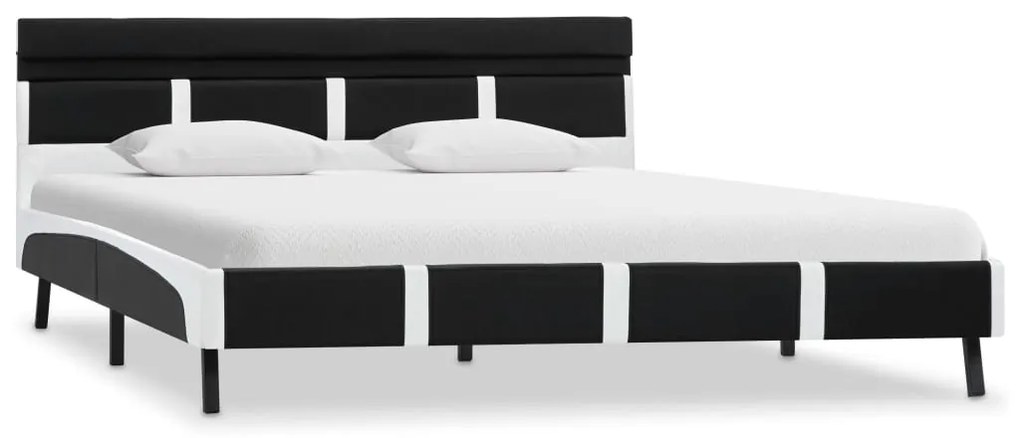280305 vidaXL Cadru de pat cu LED, negru, 160 x 200 cm, piele ecologică