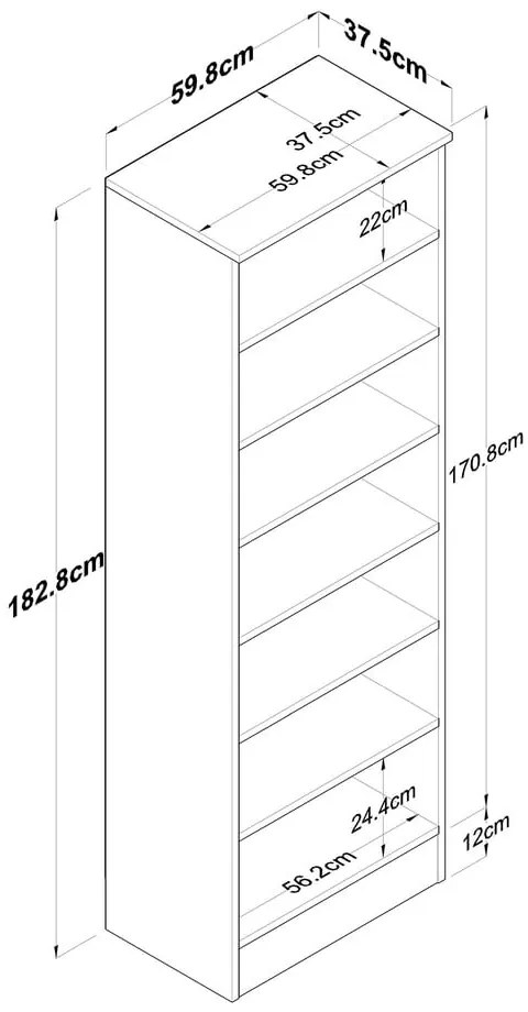Șifonier alb/cu aspect de lemn de nuc 60x183 cm Theresa – Kalune Design