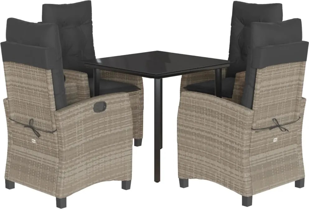 vidaXL Set mobilier de grădină cu perne, 5 piese gri deschis poliratan